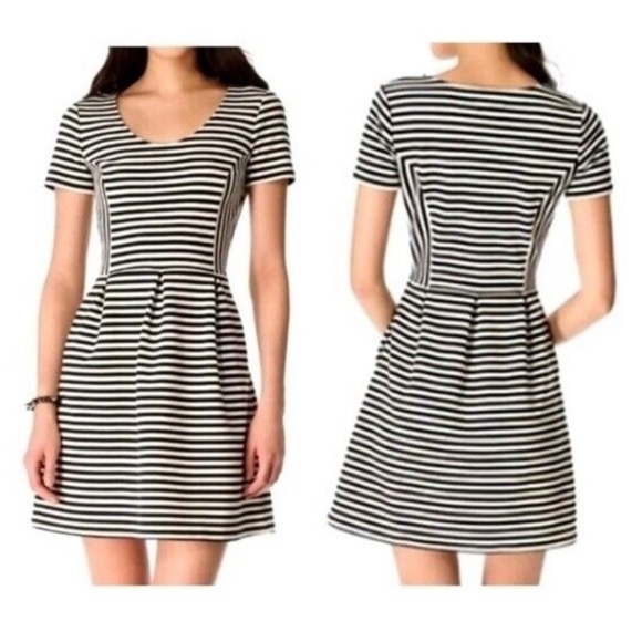 Madewell Dresses & Skirts - Madewell Bistro Black White Ridgestripe Fit Flare Mini Dress Sz 2 NWOT